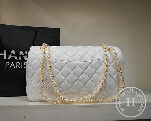 Chanel 1113 White lambskin replca leather handbag with Gold hardware - Click Image to Close
