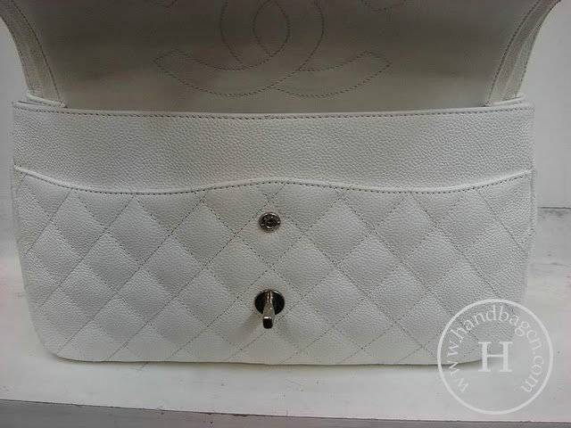 Chanel 1113 White cowhide replica leather handbag with Silver hardware