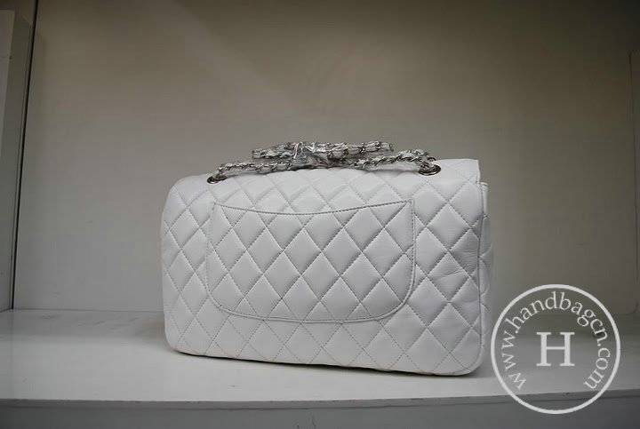 Chanel 1113 White lambskin replica leather handbag with Silver hardware - Click Image to Close