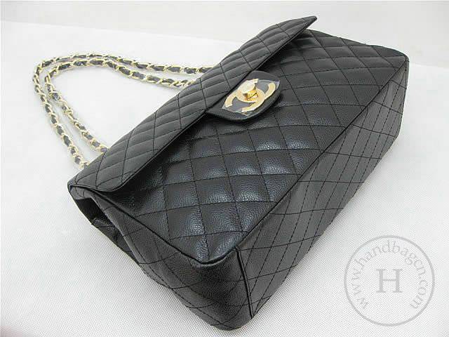 Chanel 1114 Black cowhide leather handbag with Gold hareware - Click Image to Close