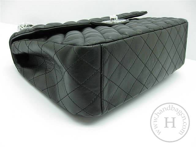 Chanel 1114 Black lambskin leather handbag with silver hardware