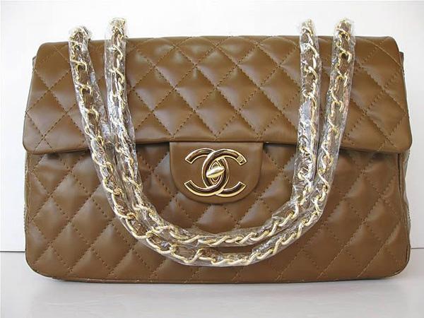 Chanel 1114 Coffee lambskin leather handbag with gold hardware