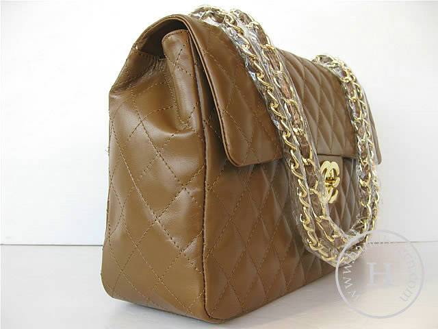 Chanel 1114 Coffee lambskin leather handbag with gold hardware - Click Image to Close