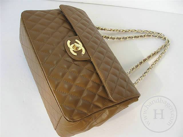 Chanel 1114 Coffee lambskin leather handbag with gold hardware - Click Image to Close