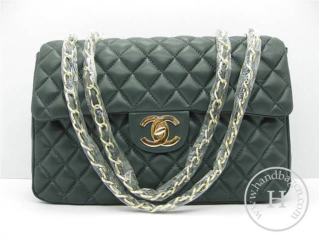 Chanel 1114 Dark Green lambskin leather handbag with gold hardware - Click Image to Close