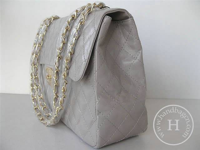 Chanel 1114 Grey lambskin leather handbag with gold hardware