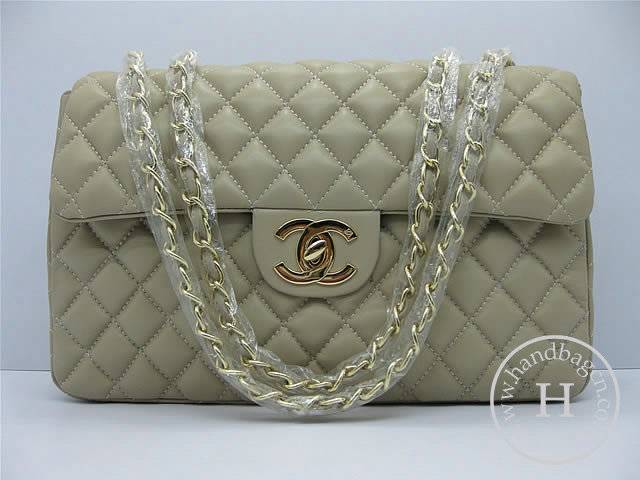 Chanel 1114 Khaki lambskin leather handbag with gold hardware - Click Image to Close