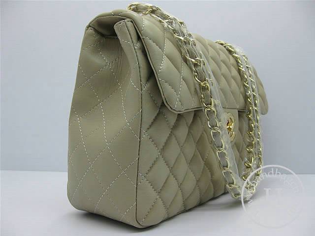 Chanel 1114 Khaki lambskin leather handbag with gold hardware