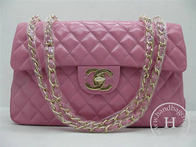 Chanel 1114 Pink lambskin leather handbag with gold hardware - Click Image to Close