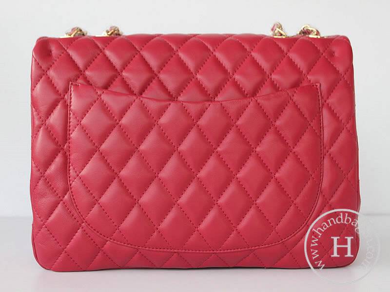 Chanel 1114 Peach red lambskin leather handbag with gold hardware - Click Image to Close