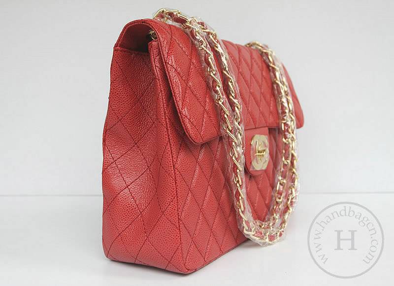 Chanel 1114 Red cowhide leather replica handbag with Gold hareware