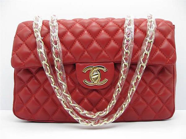 Chanel 1114 Red lambskin leather handbag with gold hardware - Click Image to Close