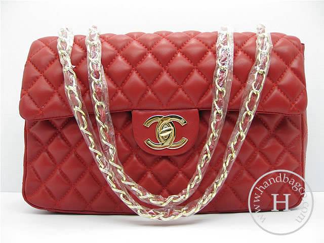 Chanel 1114 Red lambskin leather handbag with gold hardware