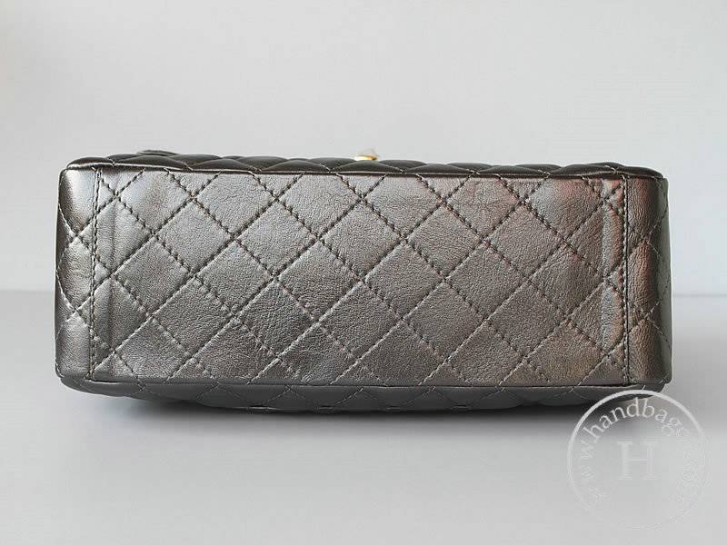 Chanel 1114 Silvery grey lambskin leather handbag with gold hardware