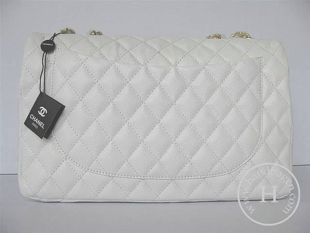 Chanel 1114 White cowhide leather handbag with Gold hareware - Click Image to Close