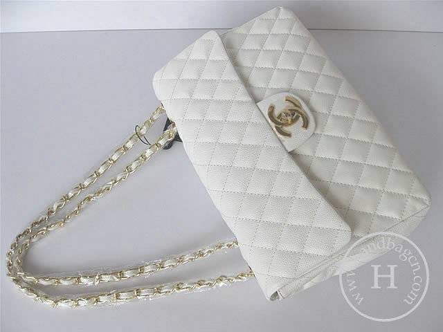 Chanel 1114 White cowhide leather handbag with Gold hareware