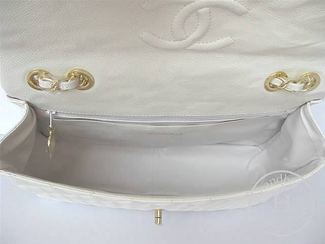 Chanel 1114 White cowhide leather handbag with Gold hareware - Click Image to Close