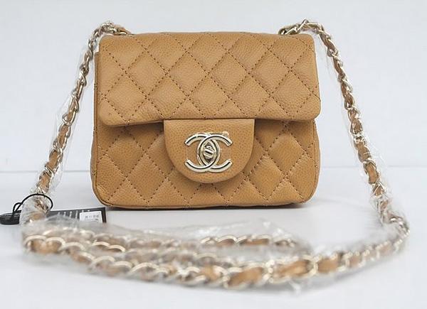 Chanel 1115 replica handbag Apricot cowhide leather with Gold hardware