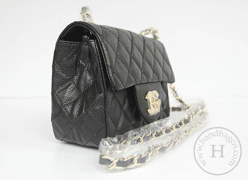 Chanel 1115 replica handbag Black cowhide leather with Gold hardware
