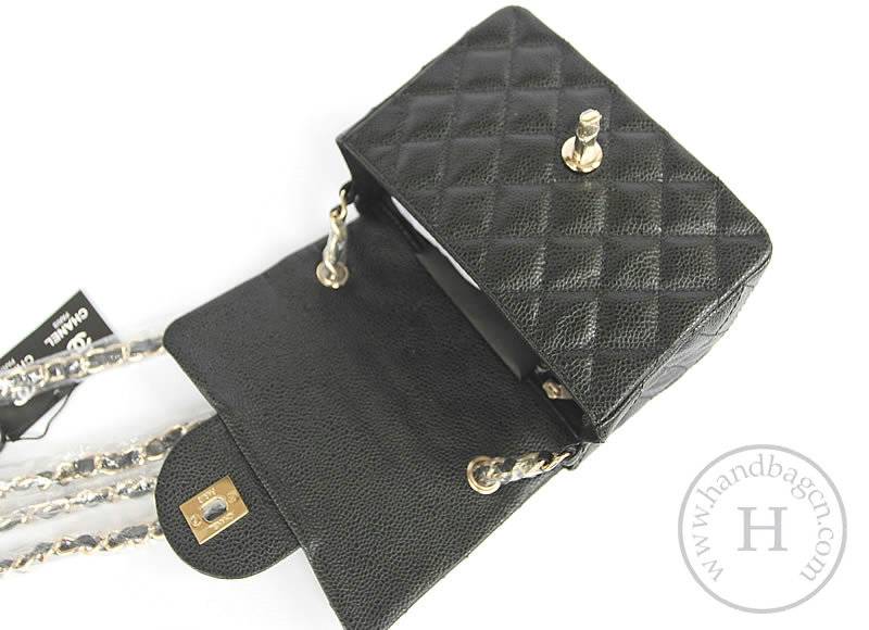 Chanel 1115 replica handbag Black cowhide leather with Gold hardware - Click Image to Close