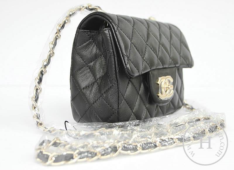 Chanel 1115 replica handbag Black lambskin leather with Gold hardware - Click Image to Close