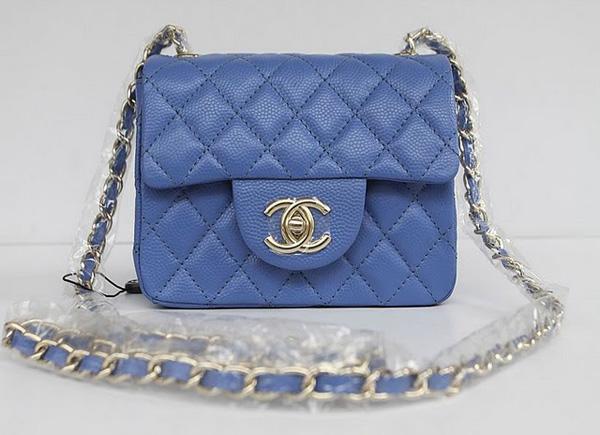 Chanel 1115 replica handbag Blue cowhide leather with Gold hardware