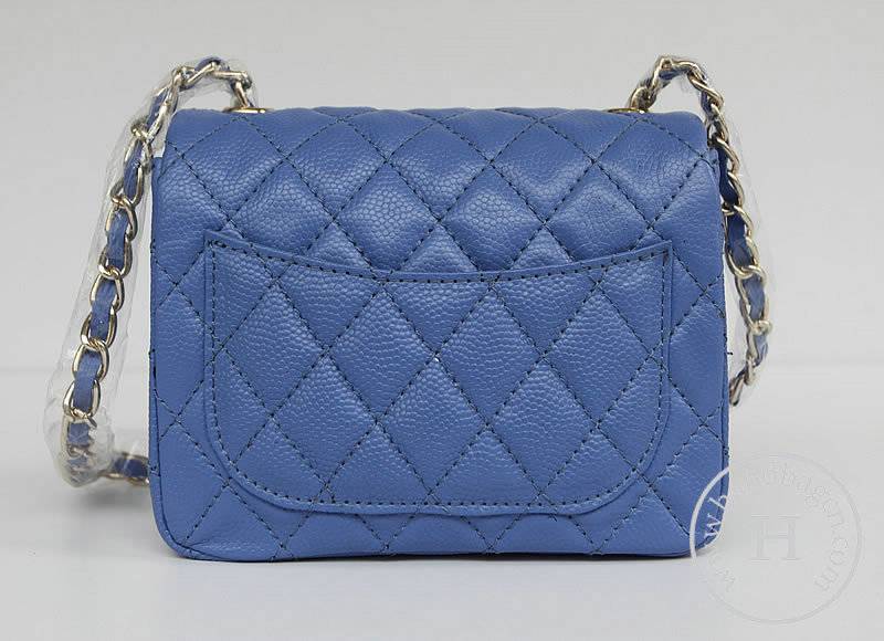 Chanel 1115 replica handbag Blue cowhide leather with Gold hardware - Click Image to Close