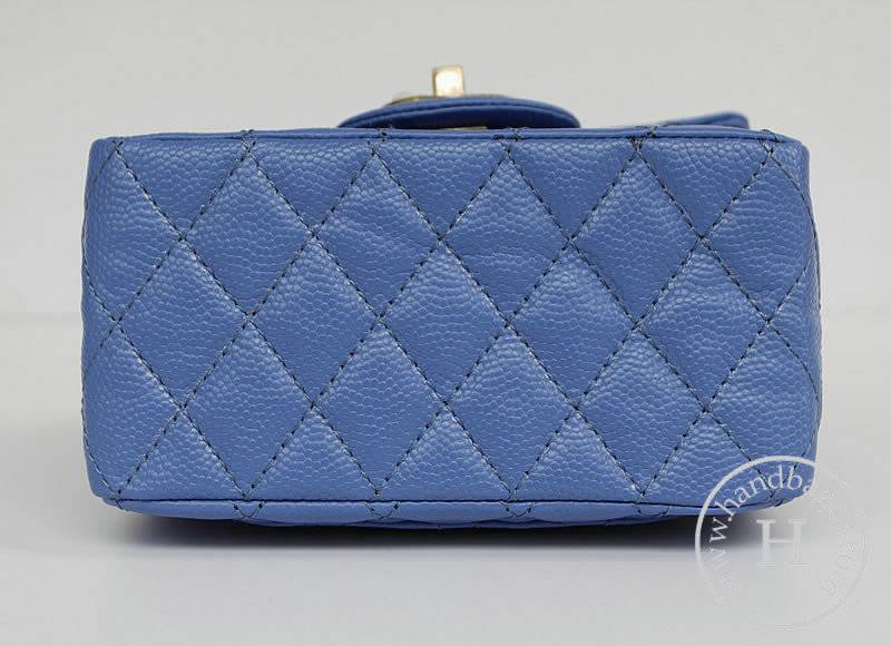 Chanel 1115 replica handbag Blue cowhide leather with Gold hardware