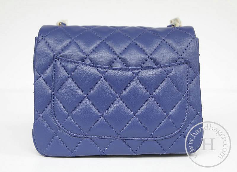 Chanel 1115 replica handbag Blue lambskin leather with Gold hardware - Click Image to Close