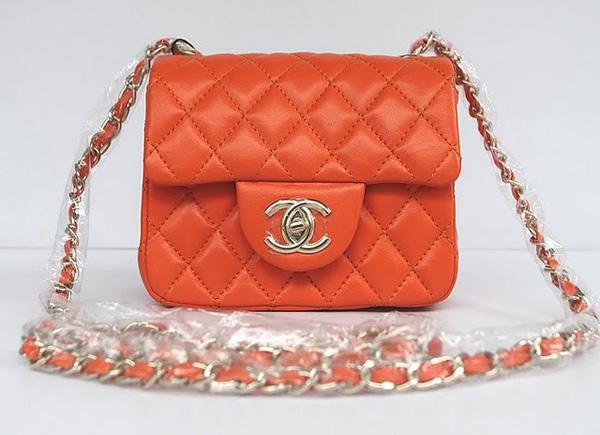 Chanel 1115 replica handbag Orange lambskin leather with Gold hardware