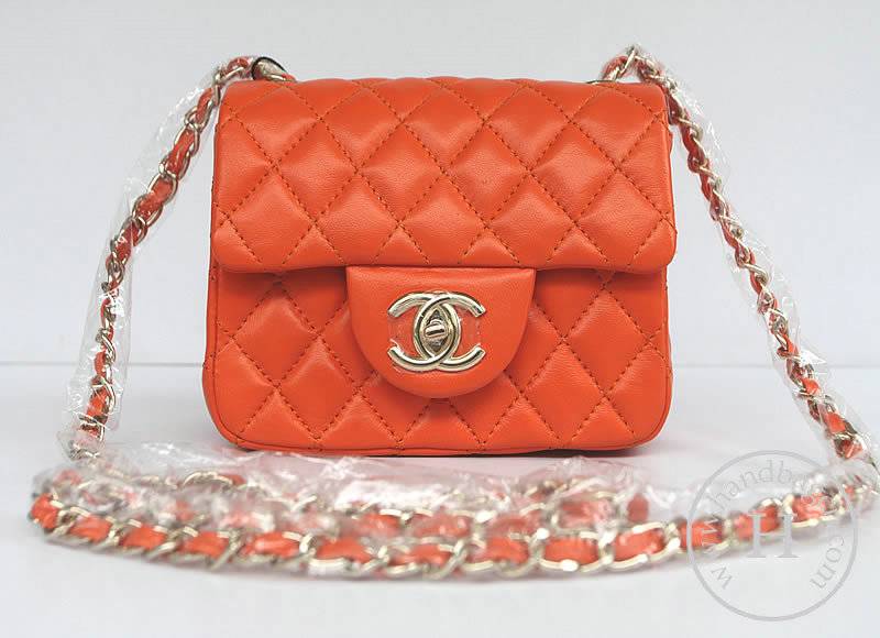 Chanel 1115 replica handbag Orange lambskin leather with Gold hardware