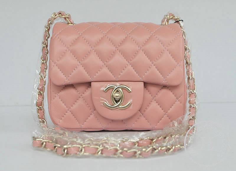Chanel 1115 replica handbag Pink lambskin leather with Gold hardware