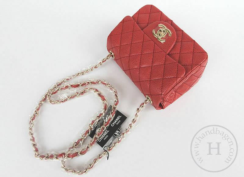 Chanel 1115 replica handbag Red cowhide leather with Gold hardware