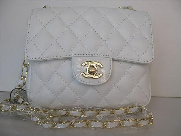 Chanel 1115 replica handbag White lambskin leather with Gold hardware - Click Image to Close