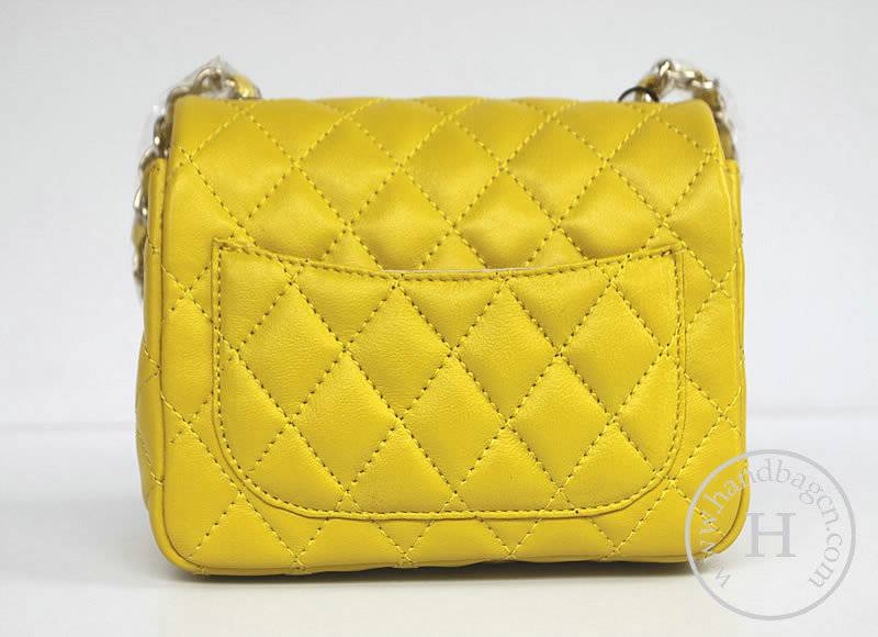 Chanel 1115 replica handbag Yellow lambskin leather with Gold hardware - Click Image to Close