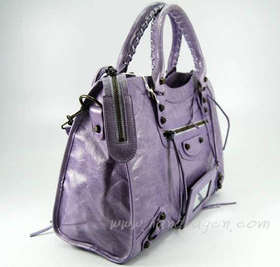 Balenciaga 115748L Eggplant Arena City Classic Oil Leather Bag