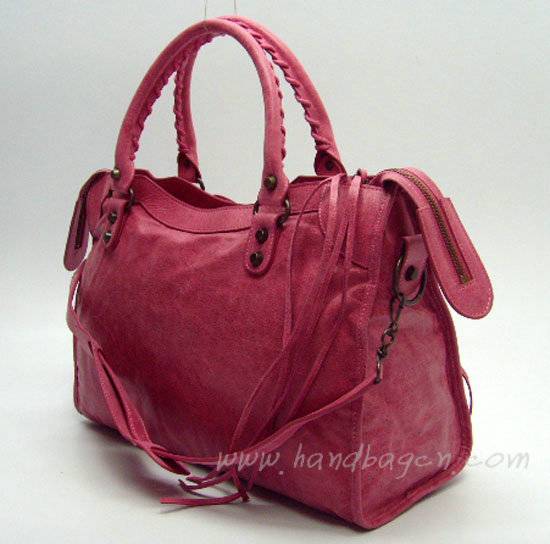 Balenciaga 115748L Pink Arena City Classic Oil Leather Bag - Click Image to Close