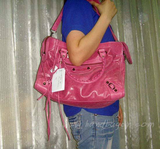 Balenciaga 115748L Pink Arena City Classic Oil Leather Bag