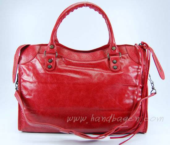 Balenciaga 115748L Red Arena City Classic Oil Leather Bag