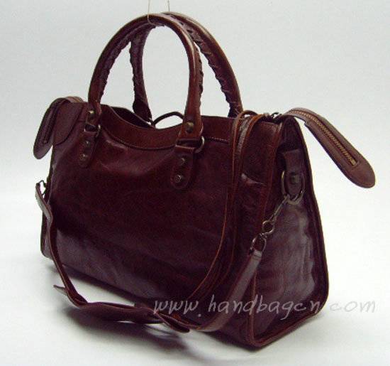 Balenciaga 115748S Dark Brown Arena City Classic Oil Leather Bag - Click Image to Close