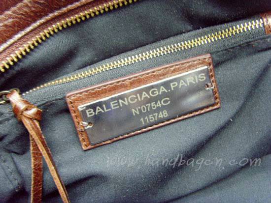 Balenciaga 115748S Dark Brown Arena City Classic Oil Leather Bag