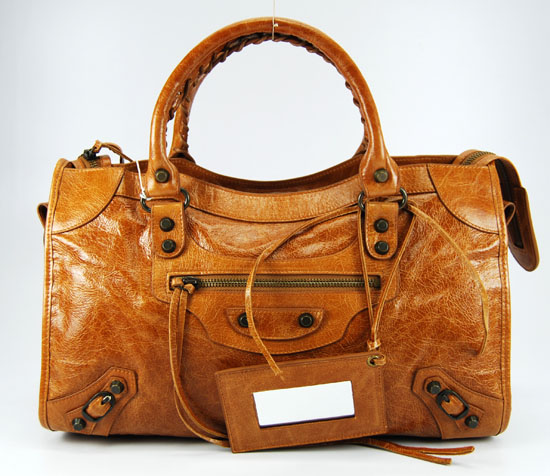 Balenciaga 115748S Tan Arena City Classic Oil Leather Bag - Click Image to Close