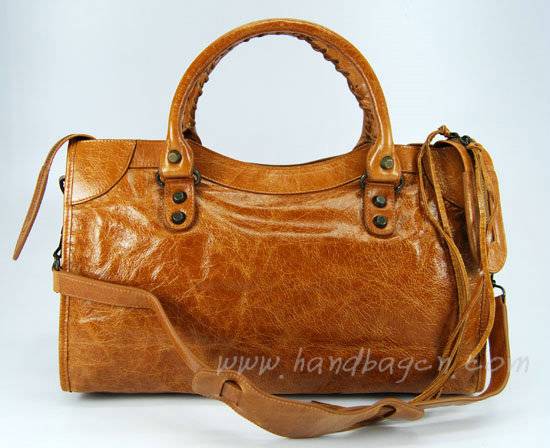 Balenciaga 115748S Tan Arena City Classic Oil Leather Bag