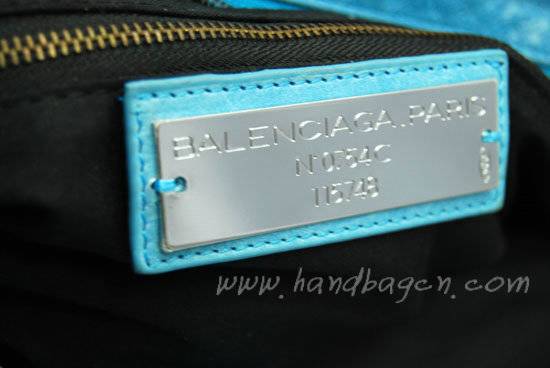 Balenciaga 115748S Sky Blue Arena City Classic Oil Leather Bag
