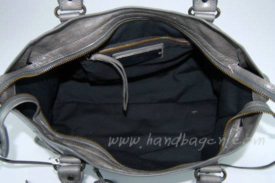 Balenciaga 115748S Dark Grey City Classic Oil Leather Bag