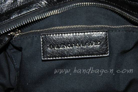 Balenciaga 173084A Arena Giant City Bag Black with Silver Hardware - Click Image to Close