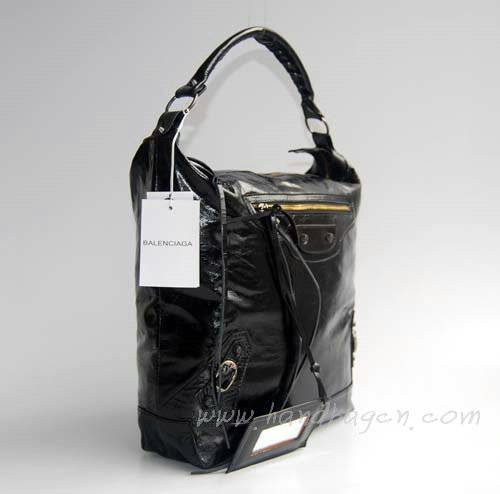 Balenciaga 177285 Black Arena Classic Day Hobo Leather Handbag - Click Image to Close