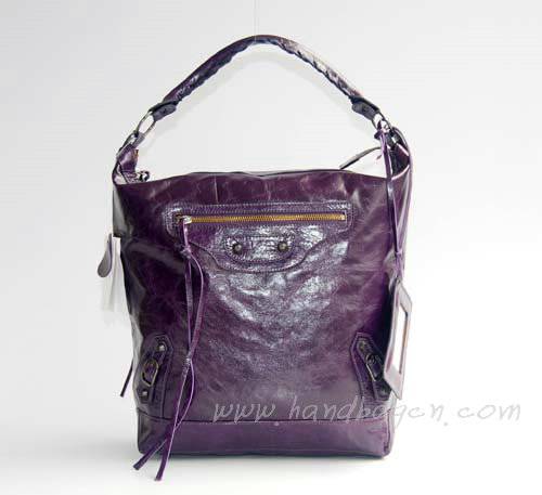 Balenciaga 177285 Dark Purple Arena Classic Day Leather Handbag - Click Image to Close