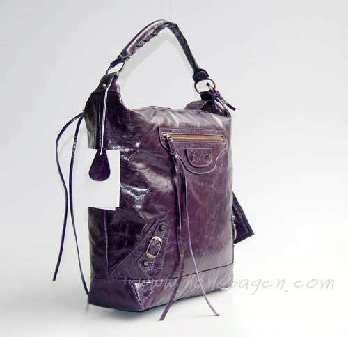 Balenciaga 177285 Dark Purple Arena Classic Day Leather Handbag