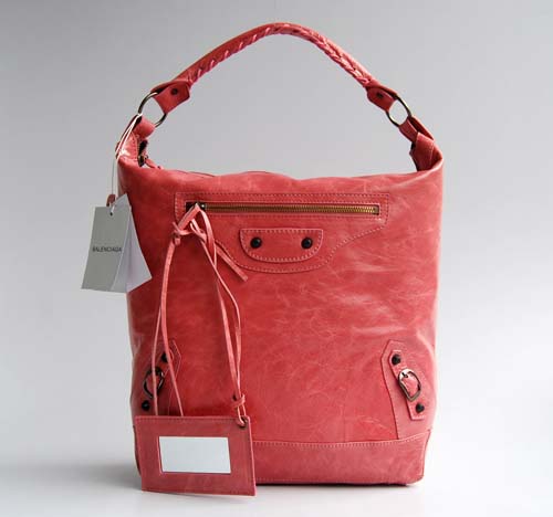 Balenciaga 177285 Pink Arena Classic Day Hobo Leather Handbag